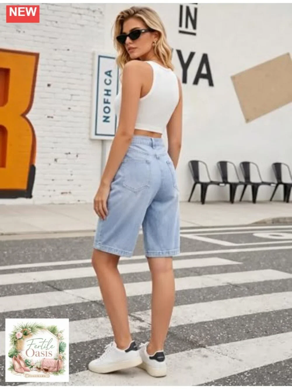 Baggy Wide Leg Long Bermuda Denim Shorts for Women Y2K Streetwear with Pockets